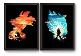 Kit 2 Quadros Goku E Vegeta Poster Moldurado