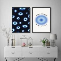 Kit 2 Quadros Good Things Coming Olho Grego 45X34Cm Preta