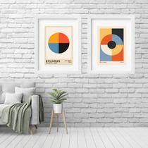 Kit 2 Quadros Grandes Bauhaus Círculos - 60x48cm