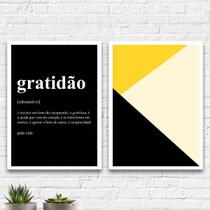 Kit 2 Quadros Gratidão Amarelo E Preto 33x24cm Kit 2 Quadros Gratidão Amarelo E Preto 33x24cm