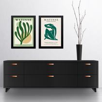 Kit 2 Quadros Gravuras Artes Matisse Verdes 24x18cm - com vidro Kit 2 Quadros Gravuras Artes Matisse Verdes 24x18cm - com vidro