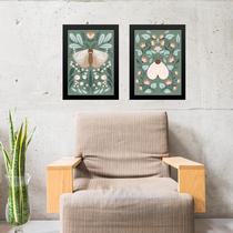 Kit 2 Quadros Gravuras Boho - Borboletas 45x34cm - com vidro Kit 2 Quadros Gravuras Boho - Borboletas 45x34cm - com vidro