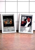 Kit 2 Quadros Green Day+Amer C/ Vidro, Moldura Branca Tam:A4 Kit 2 Quadros Green Day+Amer C/ Vidro, Moldura Branca Tam:A4