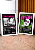 Kit 2 Quadros Green Day Savi C/ Vidro, Moldura Branca Tam:A4 Kit 2 Quadros Green Day Savi C/ Vidro, Moldura Branca Tam:A4