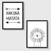 Kit 2 Quadros Hakuna Matata Leãozinho 24x18cm - com vidro Kit 2 Quadros Hakuna Matata Leãozinho 24x18cm - com vidro