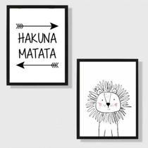 Kit 2 Quadros Hakuna Matata Leãozinho 33X24Cm