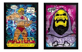 Kit 2 Quadros He-man X Esqueleto Pop Arte Poderes De Grayskull