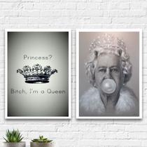 kit 2 Quadros Im A Queen 24x18cm