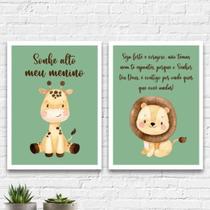 Kit 2 Quadros Infantil Tema Safari 45X34Cm Vidro Branca Kit 2 Quadros Infantil Tema Safari 45X34Cm Vidro Branca
