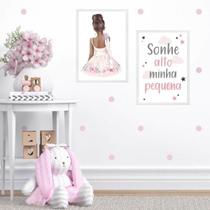 Kit 2 Quadros Infantis Bailarina Morena 33x24cm