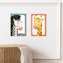 Kit 2 Quadros Infantis Bichos Do Safari 24x18cm Kit 2 Quadros Infantis Bichos Do Safari 24x18cm