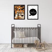 Kit 2 Quadros Infantis Laranja e Preto - Safari 24x18cm Kit 2 Quadros Infantis Laranja e Preto - Safari 24x18cm