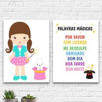 Kit 2 Quadros Infantis Palavras Mágicas 24x18cm