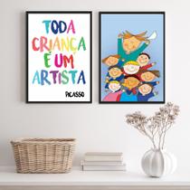 Kit 2 Quadros Infantis Toda Criança É UmArtista 24x18cm - com vidro Kit 2 Quadros Infantis Toda Criança É UmArtista 24x18cm - com vidro