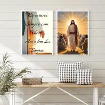 Kit 2 Quadros Jesus- Eu Estarei Sempre Com Vocês 33X24Cm