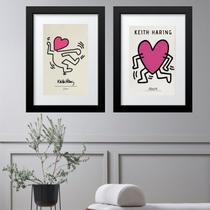 Kit 2 Quadros Keith Haring Coração - 60x48cm Kit 2 Quadros Keith Haring Coração - 60x48cm
