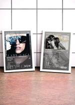 Kit 2 Quadros Lady Gaga T+A C/ Vidro, Moldura Branca Tam:A4 Kit 2 Quadros Lady Gaga T+A C/ Vidro, Moldura Branca Tam:A4