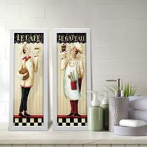 Kit 2 Quadros Lavabo Le Café Le Gateau Chef Cozinha Listras Kit 2 Quadros Lavabo Le Café Le Gateau Chef Cozinha Listras