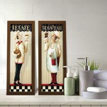 Kit 2 Quadros Lavabo Le Café Le Gateau Chef Cozinha Listras Kit 2 Quadros Lavabo Le Café Le Gateau Chef Cozinha Listras