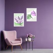 Kit 2 Quadros Lavanda - Lilás E Verde 24X18Cm