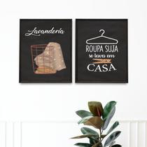 Kit 2 Quadros Lavandería Chalkboard 45x34cm - com vidro