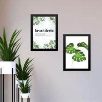 Kit 2 Quadros Lavanderia - Plantas 24x18cm Kit 2 Quadros Lavanderia - Plantas 24x18cm