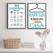 Kit 2 Quadros Lavanderia Soft - Azul 24x18cm - com vidro Kit 2 Quadros Lavanderia Soft - Azul 24x18cm - com vidro