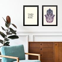 Kit 2 Quadros Lei Atração - Manifestação Sonhos 45x34cm Kit 2 Quadros Lei Atração - Manifestação Sonhos 45x34cm