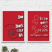 Kit 2 Quadros Lembretes Para Banheiro 33X24Cm Vidro Branca Kit 2 Quadros Lembretes Para Banheiro 33X24Cm Vidro Branca