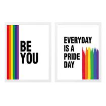 Kit 2 Quadros LGBT Everyday Be You 24x18cm - com vidro