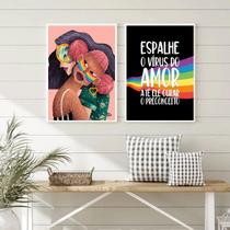 Kit 2 Quadros LGBT Lésbicas Espalhe O Vírus Do Amor 24x18cm - com vidro Kit 2 Quadros LGBT Lésbicas Espalhe O Vírus Do Amor 24x18cm - com vidro