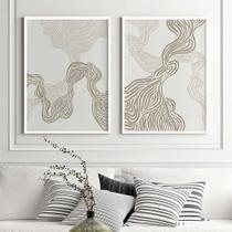 Kit 2 Quadros Linhas Onduladas - Moldura Caixa + Foam + Vidro em Vários Tamanhos - Artfine