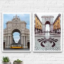 Kit 2 Quadros Lisboa Portugal 33x24cm Kit 2 Quadros Lisboa Portugal 33x24cm