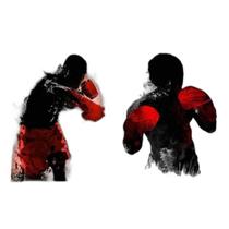 Kit 2 Quadros Lutadores De Boxe 33X24Cm - Com Vidro