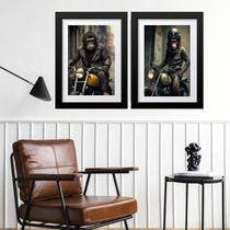 Kit 2 Quadros Macacos Motoqueiros - 60X48Cm Kit 2 Quadros Macacos Motoqueiros - 60X48Cm