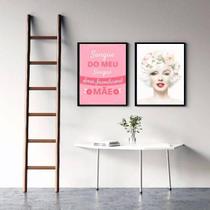 Kit 2 Quadros Mãe Amor - Marilyn Monroe 24X18Cm - Com Vidro