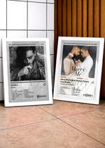 Kit 2 Quadros Maluma F.A+Mar C/ Vidro, Moldura Branca Tam:A4