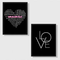 Kit 2 Quadros Mamãe Qualidades - Love 24x18cm Kit 2 Quadros Mamãe Qualidades - Love 24x18cm