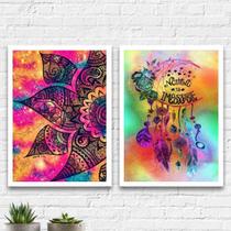 Kit 2 Quadros Mandala Nothing Is Impossible 45x34cm