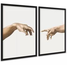 Kit 2 Quadros Mão Criação Adão 45x34cm