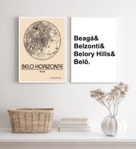 Kit 2 Quadros Mapa De Belo Horizonte 24x18cm