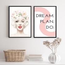 Kit 2 Quadros Marilyn Dream Plan Do 33X24Cm Moldura Branca