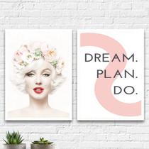 Kit 2 Quadros Marilyn Dream Plan Do 45x34cm - com vidro