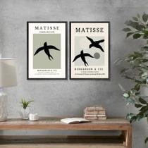 Kit 2 Quadros Matisse Andorinhas 45x34cm - com vidro