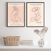 Kit 2 Quadros Matisse Mulheres Rosa 24x18cm - com vidro