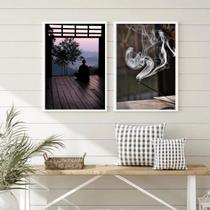 Kit 2 Quadros Meditação Fotografias Monge 33x24cm - com vidro