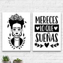 Kit 2 Quadros Mereces Los Que Sueñas 45x34cm - com vidro