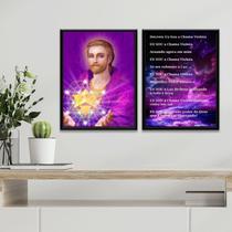 Kit 2 Quadros Mestre Saint Germain- Chama Violeta 33x24cm - com vidro