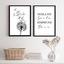 Kit 2 Quadros Min. Nunca Foi Sorte Foi Deus 33x24cm c/ Vidro