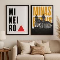 Kit 2 Quadros Minas Gerais Mineiro Barroco 33x24cm - com vidro Kit 2 Quadros Minas Gerais Mineiro Barroco 33x24cm - com vidro